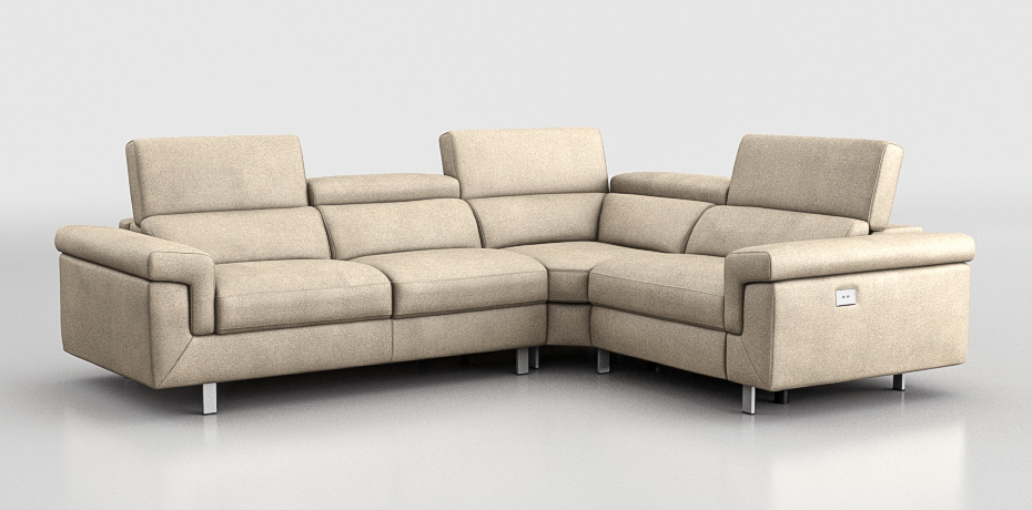 Mazzolano - large corner sofa with 1 electric recliner - right peninsula